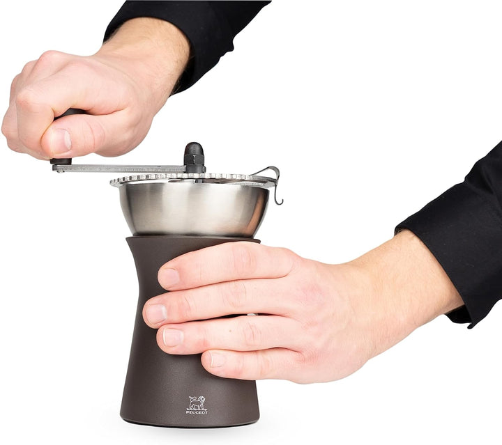 Peugeot Kaffeemühle Kronos 19 cm Schokolade I Hochwertige Kaffeemühle manuell aus robustem Edelstahl
