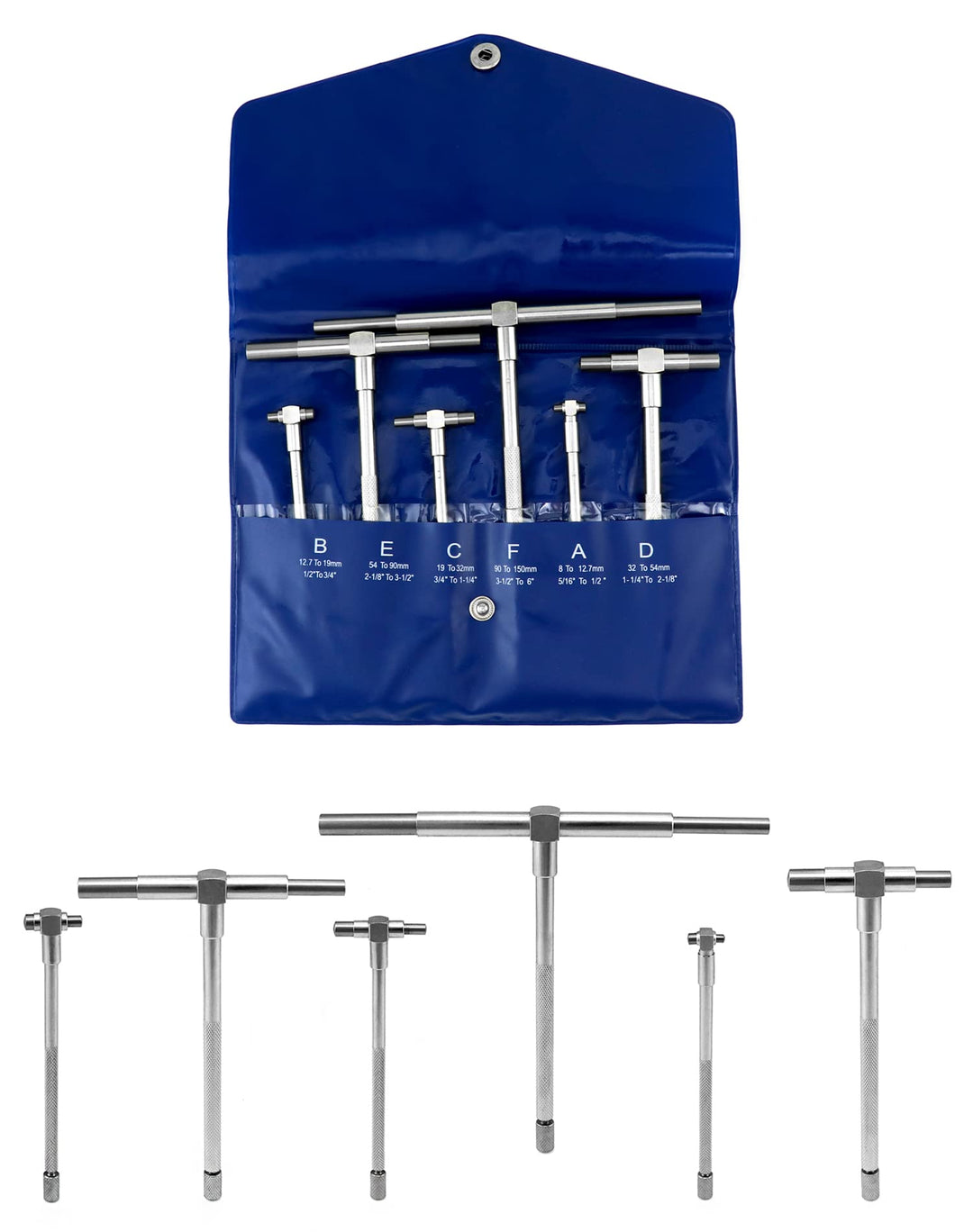 QWORK® Teleskoplehren 8mm - 150mm Innendurchmesser Einstellbar, 6 Stück/Set
