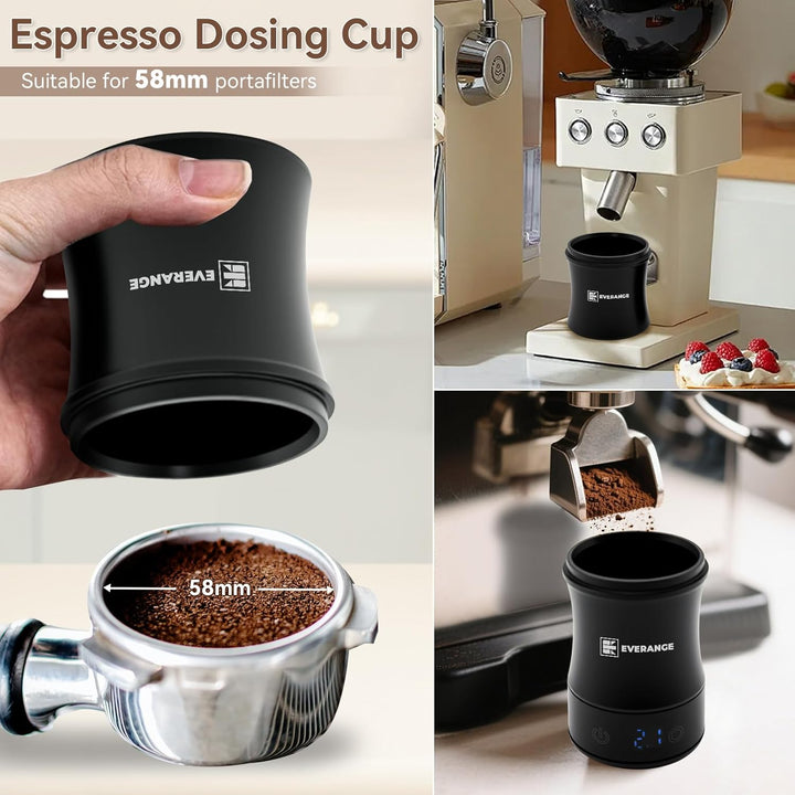 Subscale Digitales Dosierbecher mit LED-Display – Schickes & Präzises Kaffeebohnen-Gewichtsmessgerät
