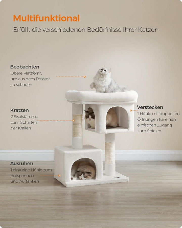 Feandrea Kratzbaum, 84 cm Katzenbaum, L, Katzenhaus für grosse Katzen bis zu 7 kg, grosse Plattform,