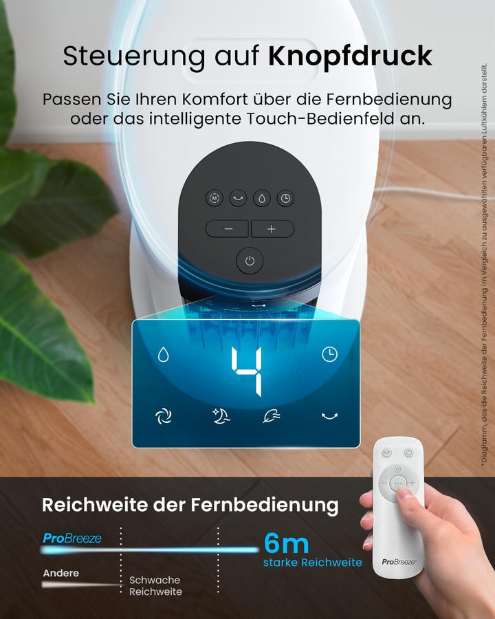 Pro Breeze 7 Liter Mobiler Luftkühler mit 7 Geschwindigkeitsstufen, 3 Betriebsarten & Digitalem Disp