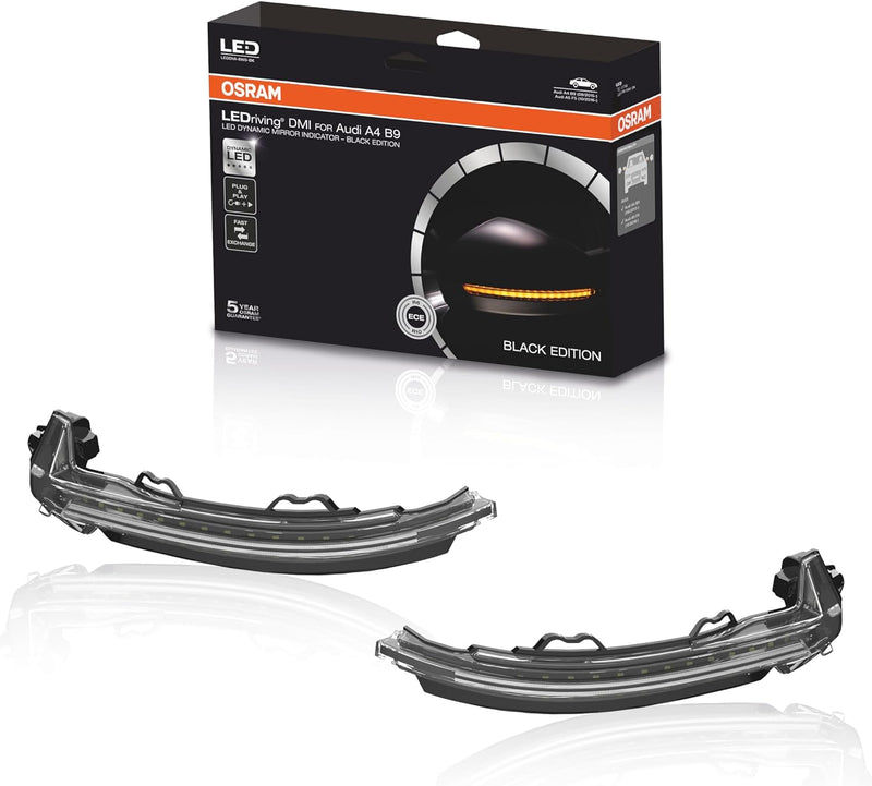 OSRAM LEDDMI 8W0 BK S LEDriving dynamischer LED Spiegelblinker - Black Edition, Set of 2, Audi A4 B9