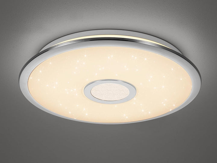 Trio Leuchten LED Deckenleuchte Osaka 678713006, Chrom, Acryl weiss mit Star Light Effekt, 30 Watt,