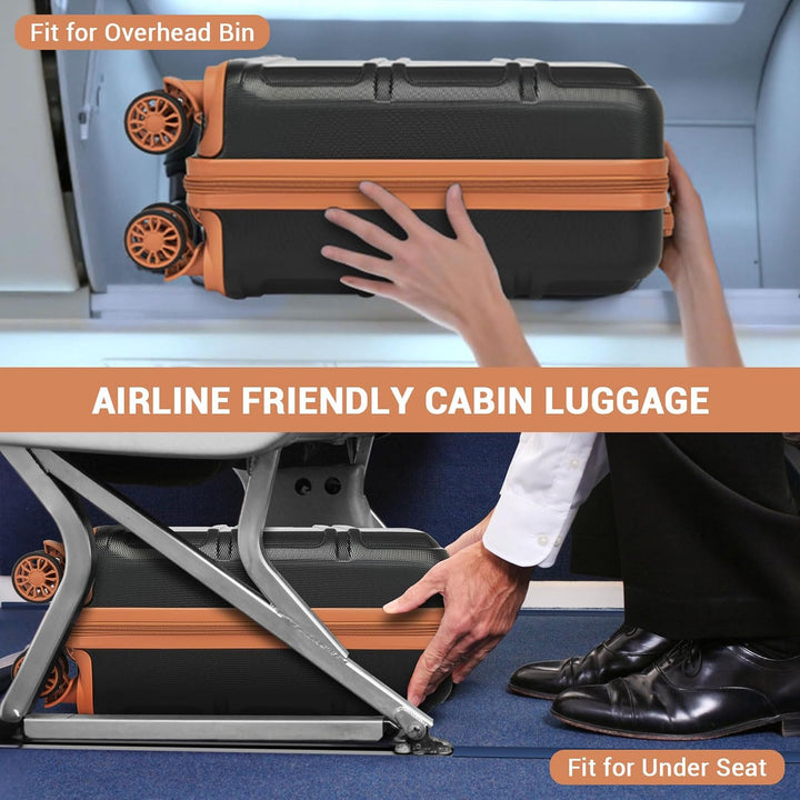 KONO Kleiner Koffer Handgepäck Hartschalenkoffer für Easyjet Handgepäck 45x36x20 cm, Leicht Reisekof
