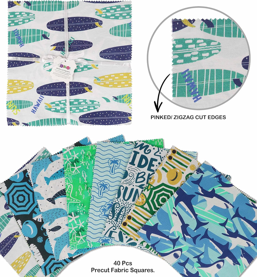 Soimoi Strand Drucken Vorausdruck 10,Zoll-Baumwoll-Stoff-Quilting-Quadrate Charme Pack Diy Patchwork