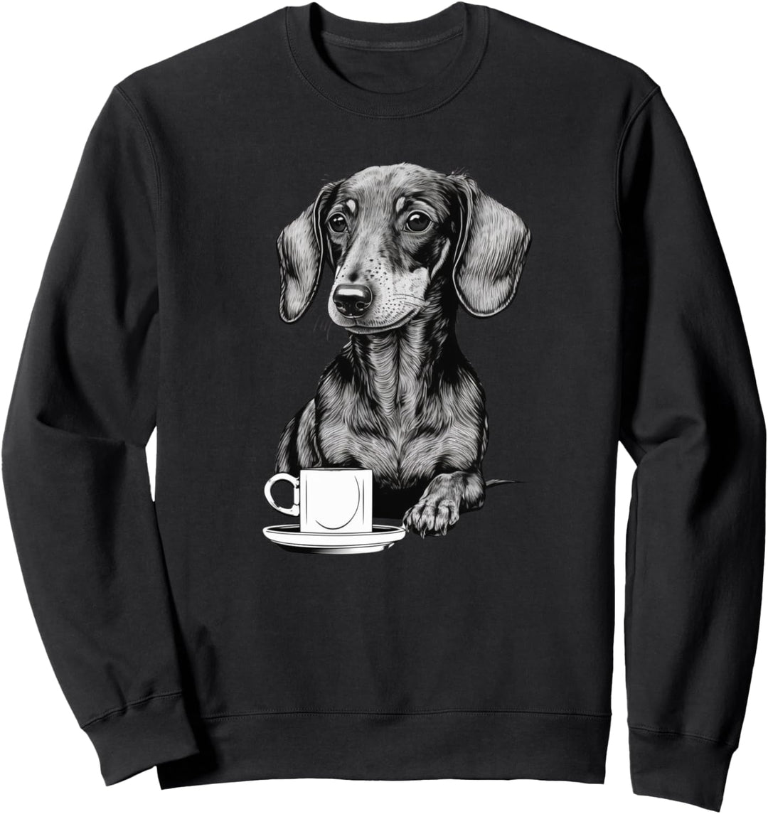 Dackel Dackelhund mit Kaffee Silhouette Retro Geschenk Sweatshirt