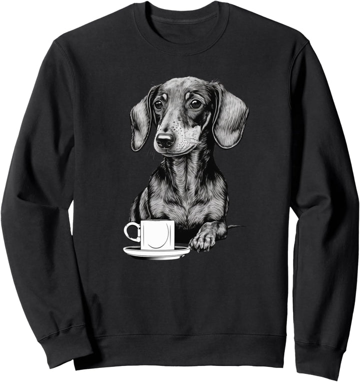 Dackel Dackelhund mit Kaffee Silhouette Retro Geschenk Sweatshirt