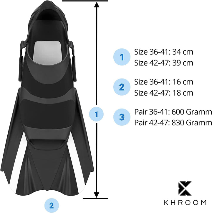 Khroom verstellbare Schnorchelflossen kurz mit Tasche zum umhängen Gr.36-47 Kurzflossen zum Schwimme