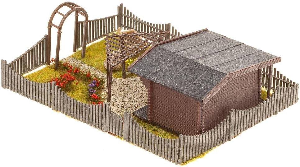 Faller 180491 H0 Schrebergarten mit Gartenlaube Bausatz, 13.9 x 3.7 x 22.4 cm, Braun
