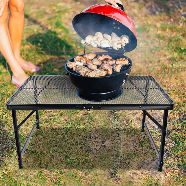 E EASTSTORM Campingtisch Klappbar 90×60cm，Gartentisch，Grilltisch mit Metallgitterplatte，Leicht und T