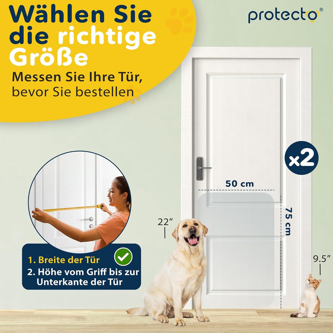 PROTECTO Türschutz für Hunde-Kratzschutz transparenter Katzen-Kratzschutz – mühelos anzubringender k