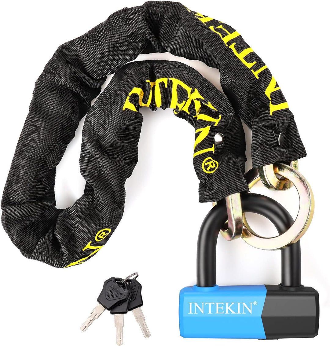 INTEKIN Motorradschloss 100cm lang, Hohe Sicherheit Motorrad/Fahrrad Kettenschloss 10mm dick, Fahrra