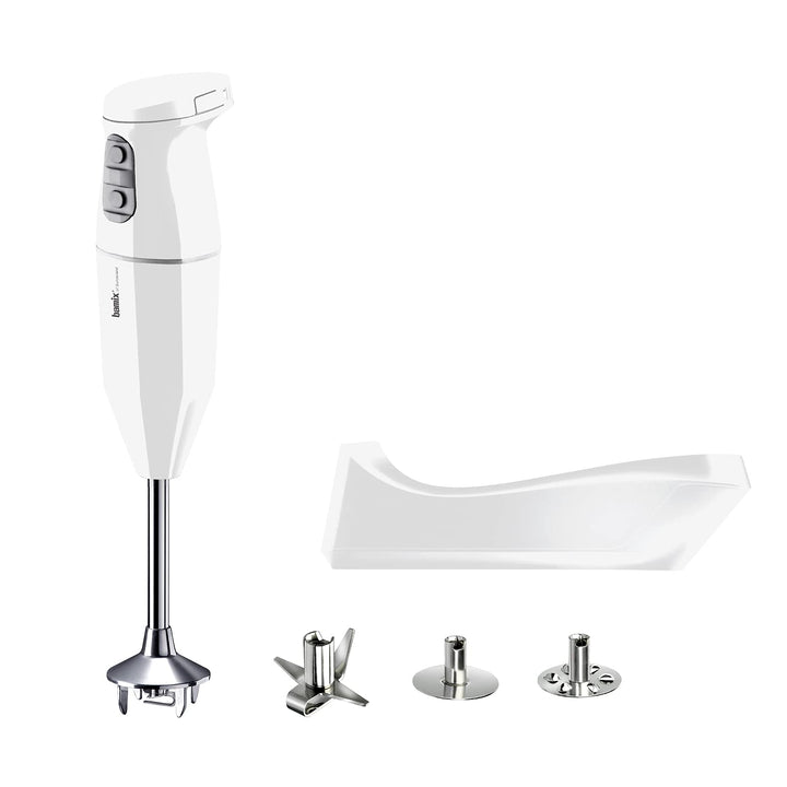 bamix Stabmixer Set cordless kabellos, inkl. Ladestation, Multimesser, Quirl, Schlagscheibe aus Edel
