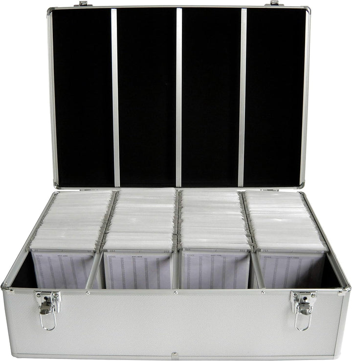 MediaRange abschliessbarer Archivkoffer für 1.000 Discs, in Silber mit Index