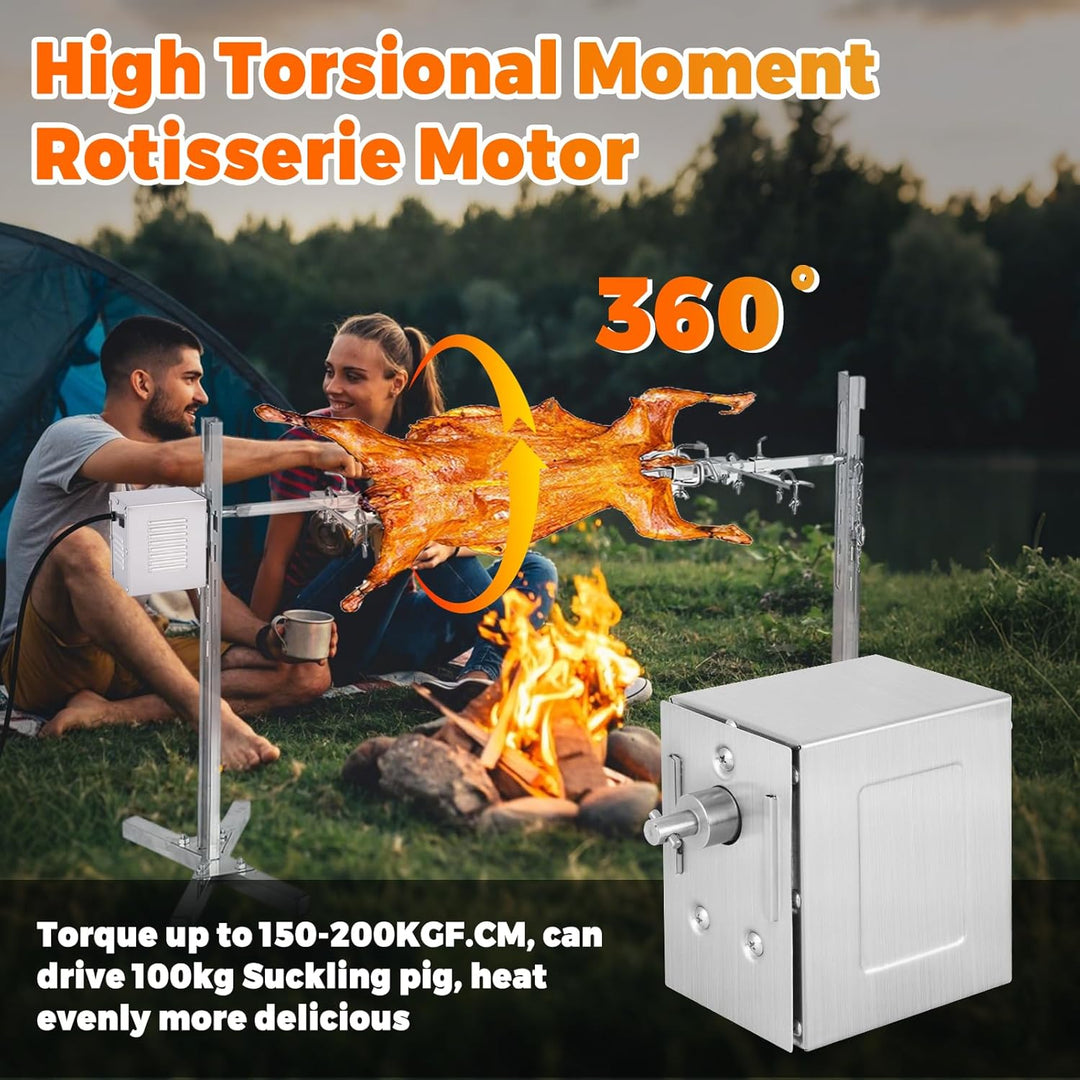 YJINGRUI 45W Grillmotor für Grillspiess, 150-200kg hohes Drehmoment, Schwerlast Grillmotoren, univer