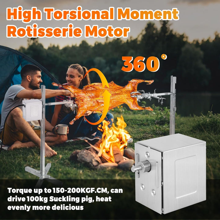 YJINGRUI 45W Grillmotor für Grillspiess, 150-200kg hohes Drehmoment, Schwerlast Grillmotoren, univer