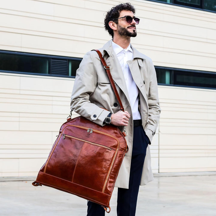Kleidersack aus Leder - Anzugtasche - Echtleder Schutzhülle Kleidung - Kleidersack Atmungsaktiv - Kl
