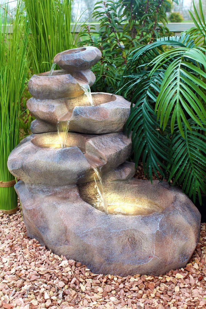 Gartenbrunnen Bachlauf Springbrunnen mit Beleuchtung Brunnen Wasserfall SB103-19