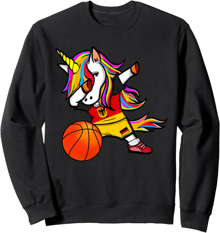Dabbing Unicorn Deutschland Basketball - Deutsche Flagge Sweatshirt