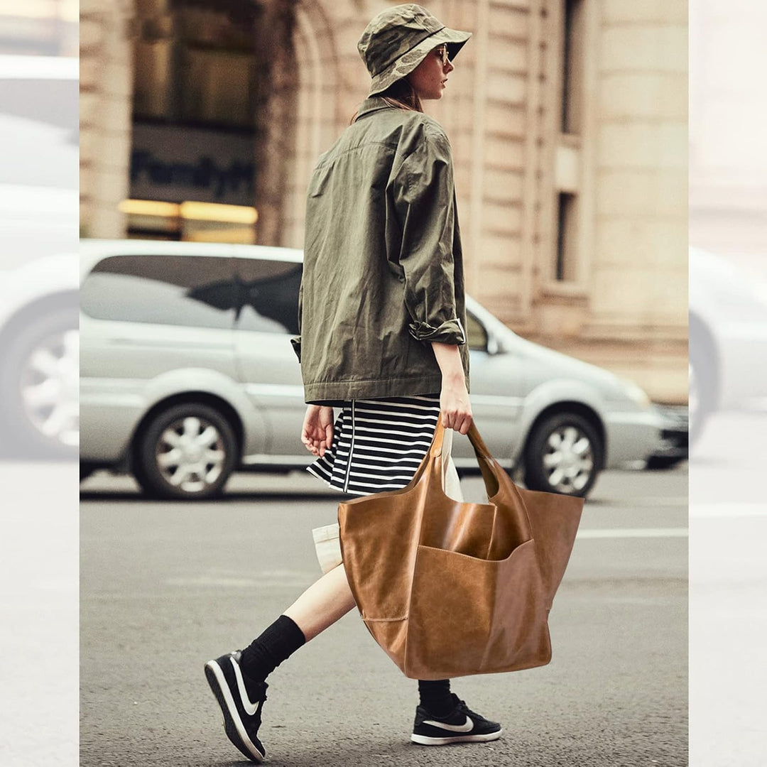 NICOLE &amp; DORIS Frauen Tasche Gross Schultertasche Shopper Weiche Ledertasche Leichte Tote Tasche Hob