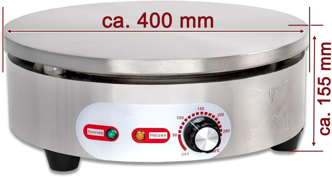 Beeketal 'BC40-1R' Gastro Crepes Maker mit Ø 400 mm antihaft Crepesplatte, 50-300 °C stufenlos einst