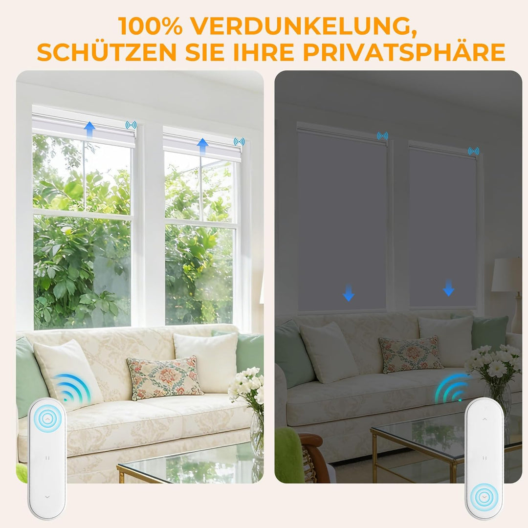 HOMEDEMO M100 Elektrische Rollos Verdunkelungsrollo mit Motor & Fernbedienung, Weiss 50x100cm(BxH),