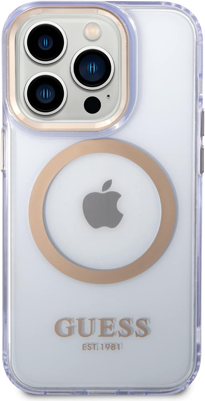 GUESS GUHMP14XHTCMU Hülle für iPhone 14 Pro Max 6,7" Violett Hard case Gold Outline Translucent