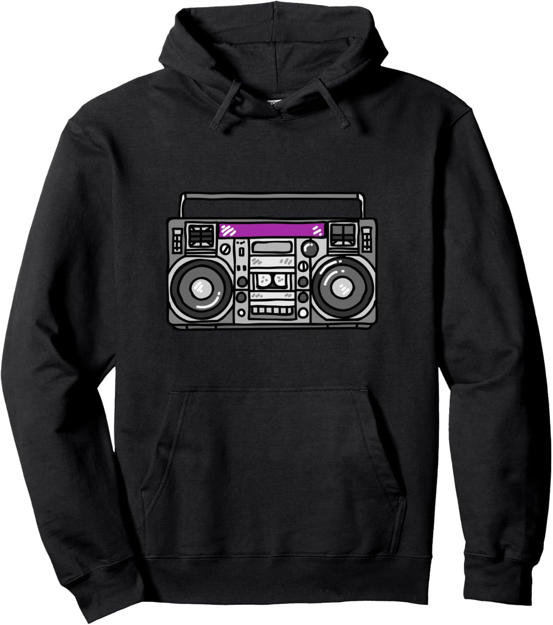 Funny 80's Boombox Cassette Retro Vintage Music Player Men Pullover Hoodie