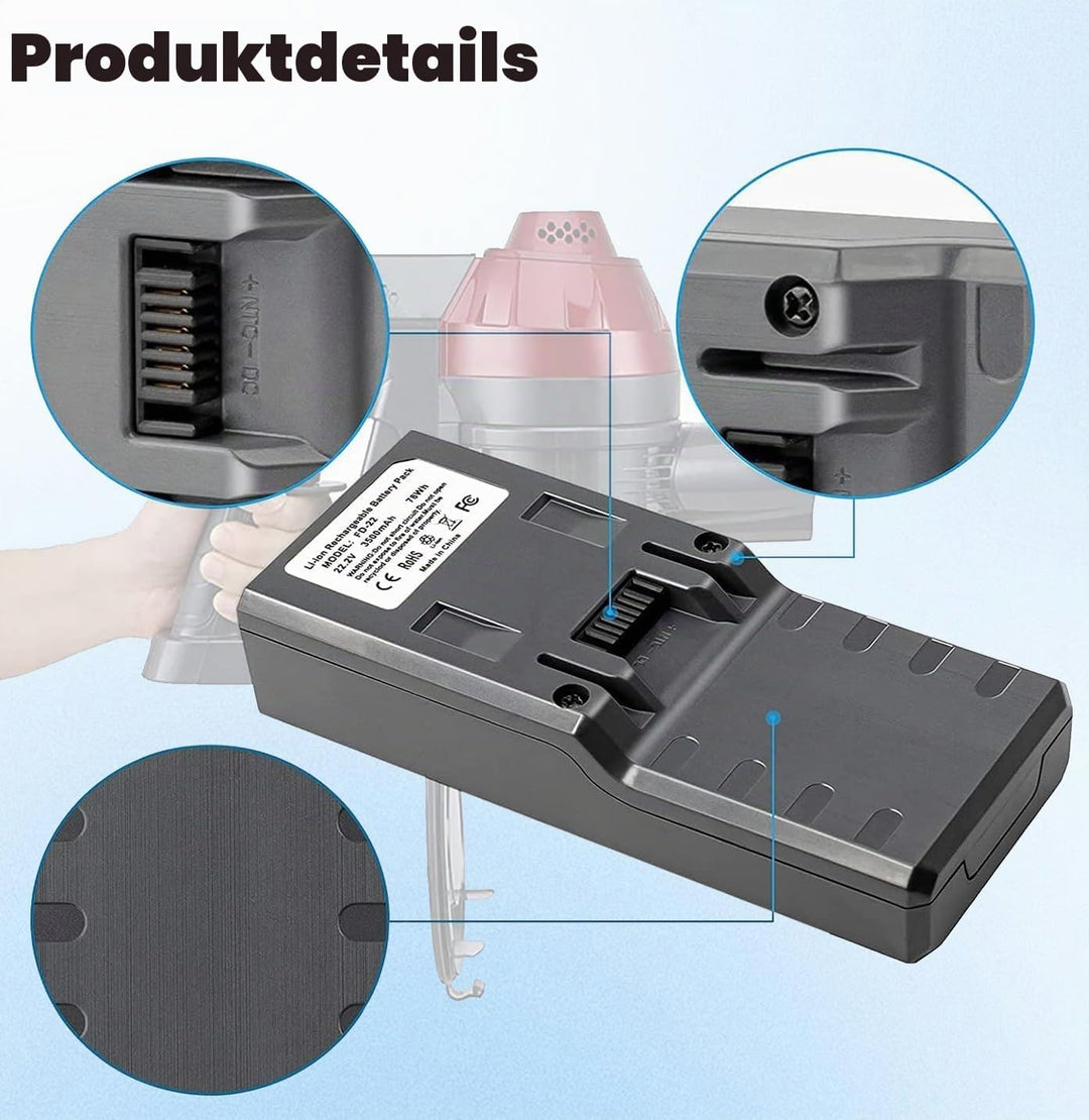 3500mAh Ersatzfür Hoover Modell 35601729 akku, kompatibel mit Hoover Freedom 2in1 22.2V FD22 Staubsa