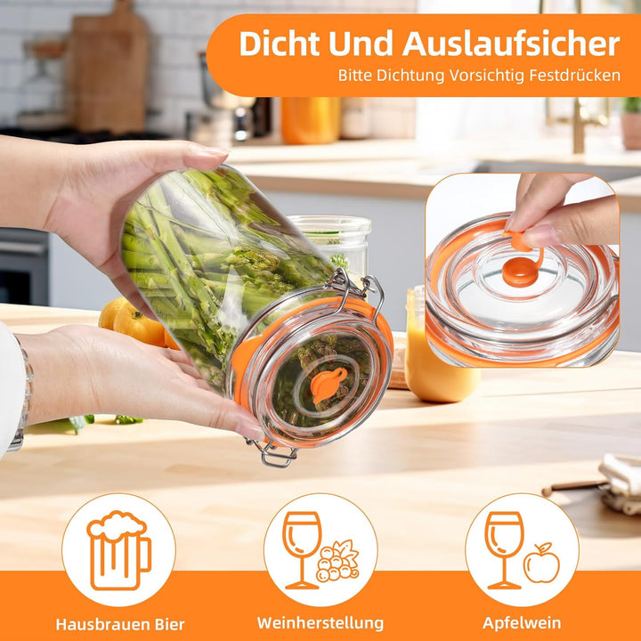 1,5L Fermentierglas Set mit 2 Fermentiergewichte - Fermentationsglas für Kimchi, Sauerkraut, Kombuch