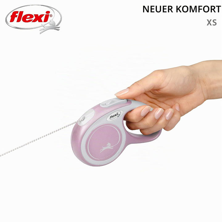 Flexi Hundeleine, ausziehbar, mit weichem Griff, 3 m / 5 m / 8 m / 8 m / 8-20 kg, Rose, 400049804270