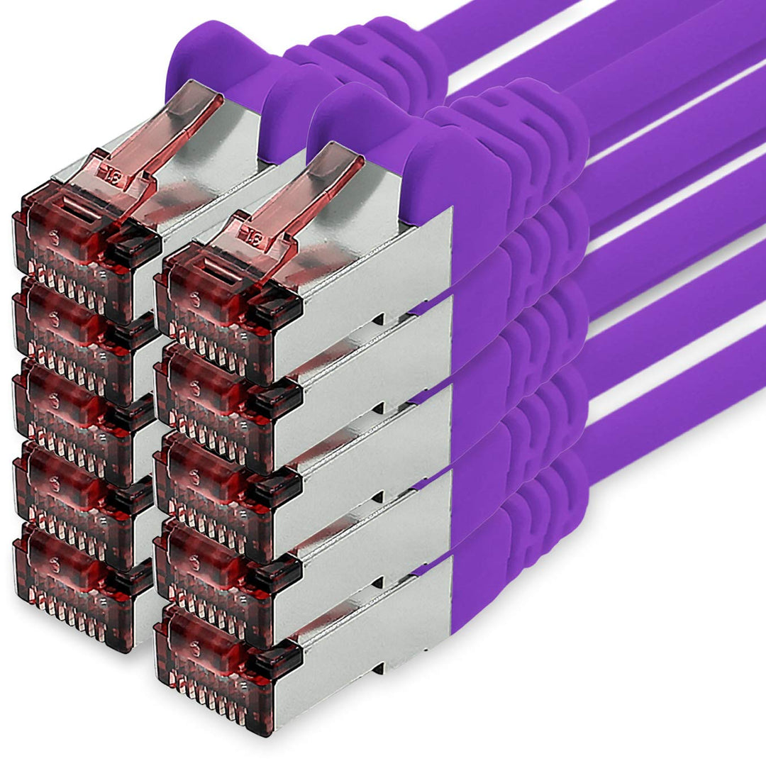 Netzwerkkabel Cat.6 3m violett - 10 x Ethernetkabel Lankabel Cat6 Lan Netzwerk Kabel Sftp Pimf Patch