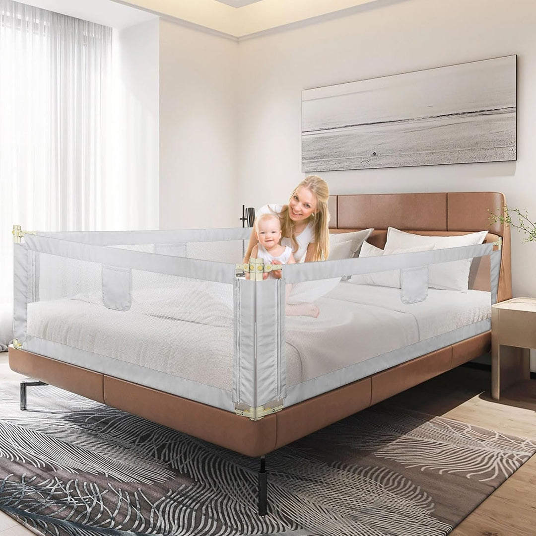 OHMG Bettgeländer,Sicherheitsgitter für Kinder,Sicherheitsgitter für Bett,höhenverstellbar,tragbar,B