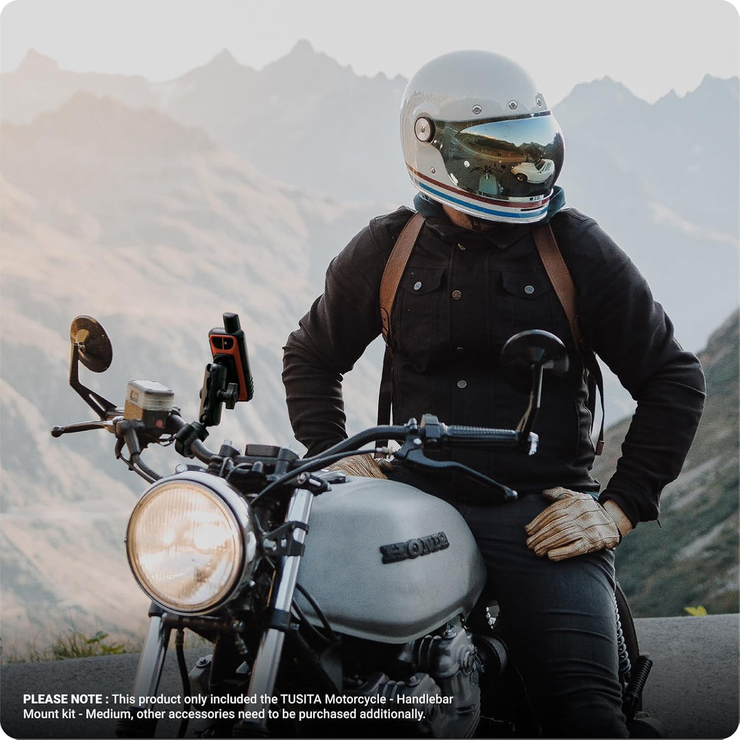 TUSITA Motorrad Lenkerhalterung - Kleine Basis mit Doppeltem Sockelarm Mittler - 1" B Grösse Medium