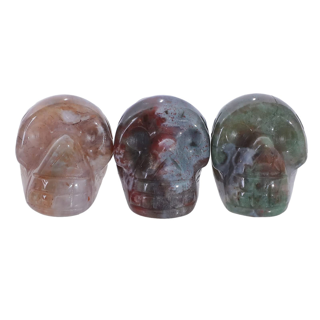 Mini India Agate Healing Crystal Menschlicher Schädel, 2,5 cm handgeschnitzte Figur Statue Decor, 3