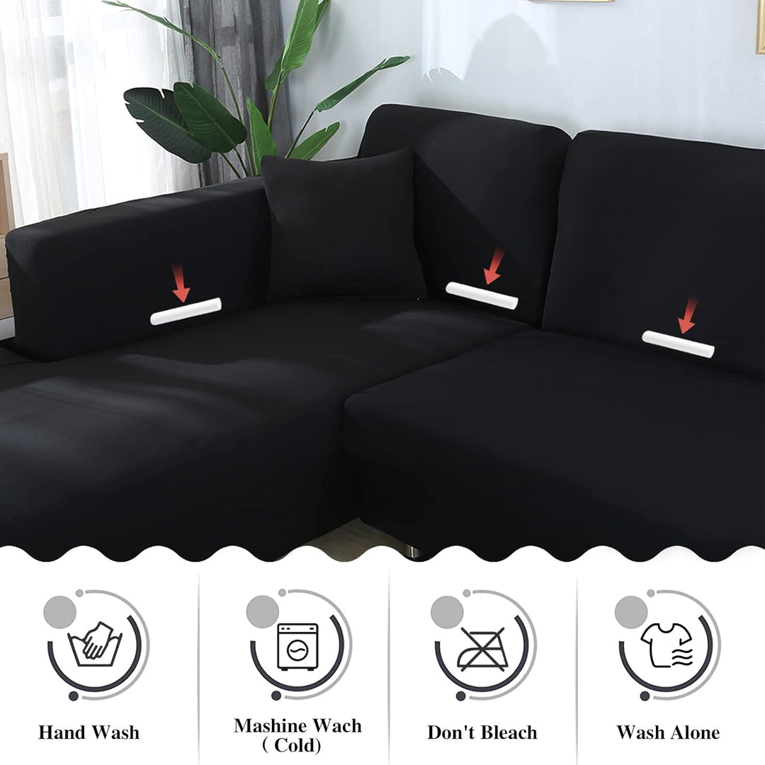 Jaotto Sofa Überwürfe Sofabezug Elastische Spandex Stretch Sofabezüge Couchbezug für L-Form Sofa Uni
