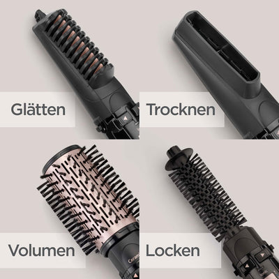 BaByliss rotierende Warmluftbürste mit 1000 Watt und 4 Aufsätzen zum Trocknen, Glätten, Formen und f