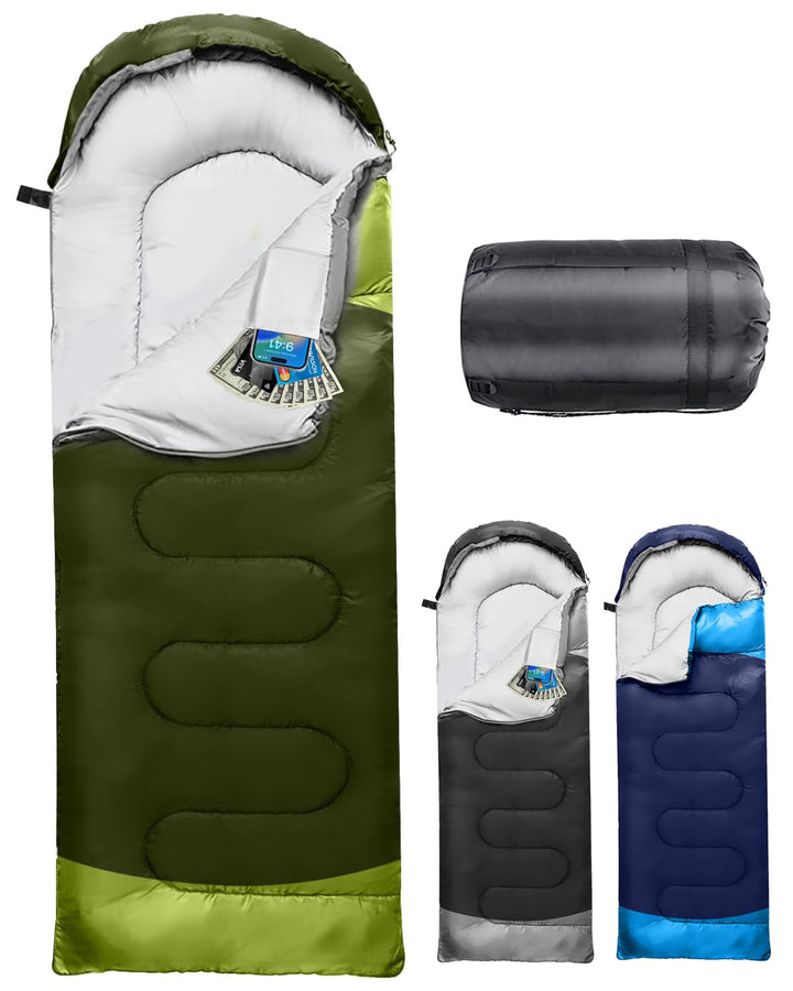 Schlafsack Camping für 3–4 Jahreszeiten, Outdoor-Schlafsack für Erwachsene und Kinder, Kompakter Sch