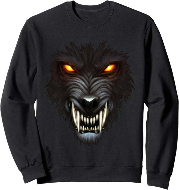Werewolf Face Full Moon Scary Wolf Spooky Halloween Monster Sweatshirt