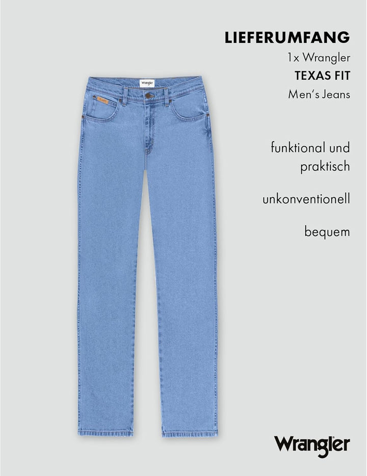 Wrangler Herren Jeans Texas - Regular Fit - Blau - Arm Strong W29-W50 Stretch 30W / 30L Good Shot, 3