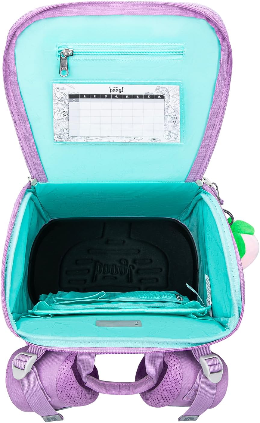 Baagl Schulranzen Mädchen Set 3 Teilig (Zippy Schultasche für 1. Klasse, Mäppchen, Turnbeutel), Grun