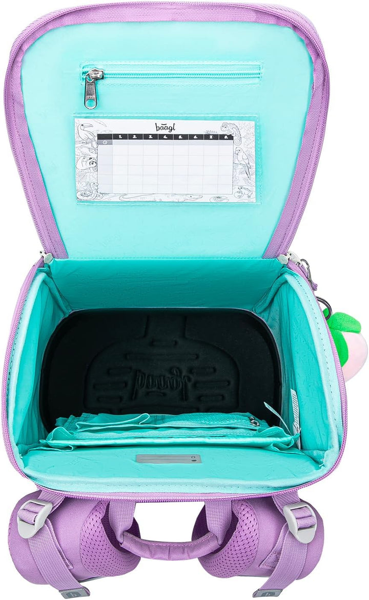 Baagl Schulranzen Mädchen Set 3 Teilig (Zippy Schultasche für 1. Klasse, Mäppchen, Turnbeutel), Grun