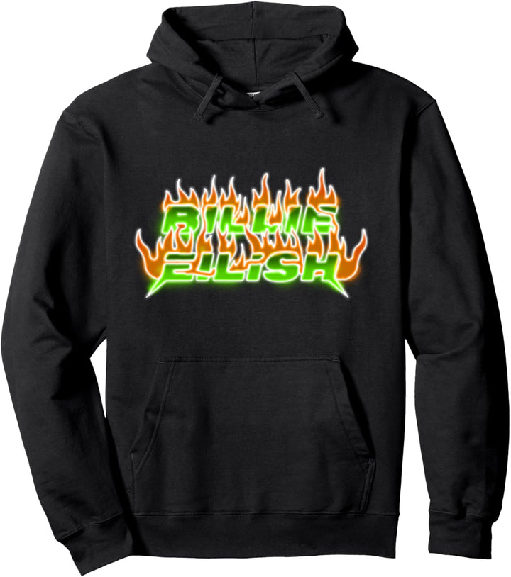 Billie Eilish Official Green Flame Blohsh Back Pullover Hoodie