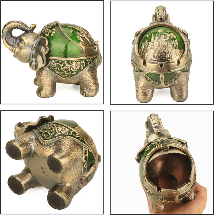 Ständer Elefant Dekorativer Aschenbecher mit Deckel für Zigaretten Metall Rauchen Aschenbecher Halte