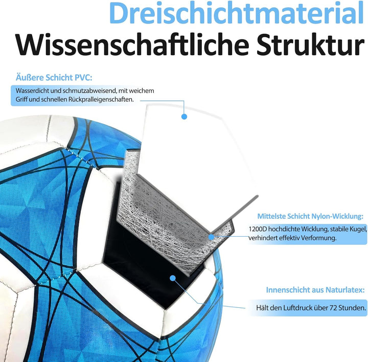 Fussball Grösse 4/5 Kinder,Fussball Kinder,Standard Trainingsfussball, Lederfussball,Verhindern Spre