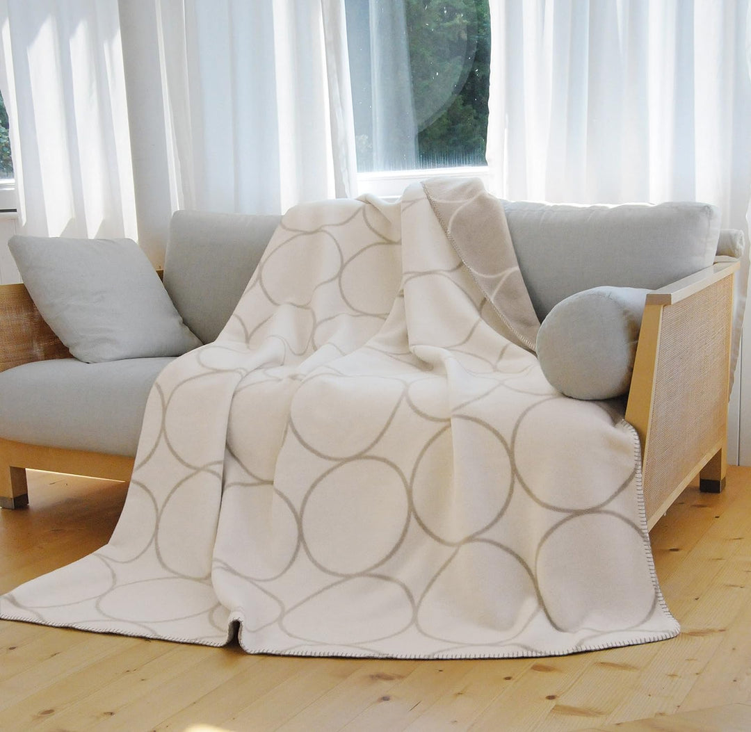 David Fussenegger 21416050 Bamboo Wohndecke Kreise, 150/200 cm Rohweiss, Rohweiss