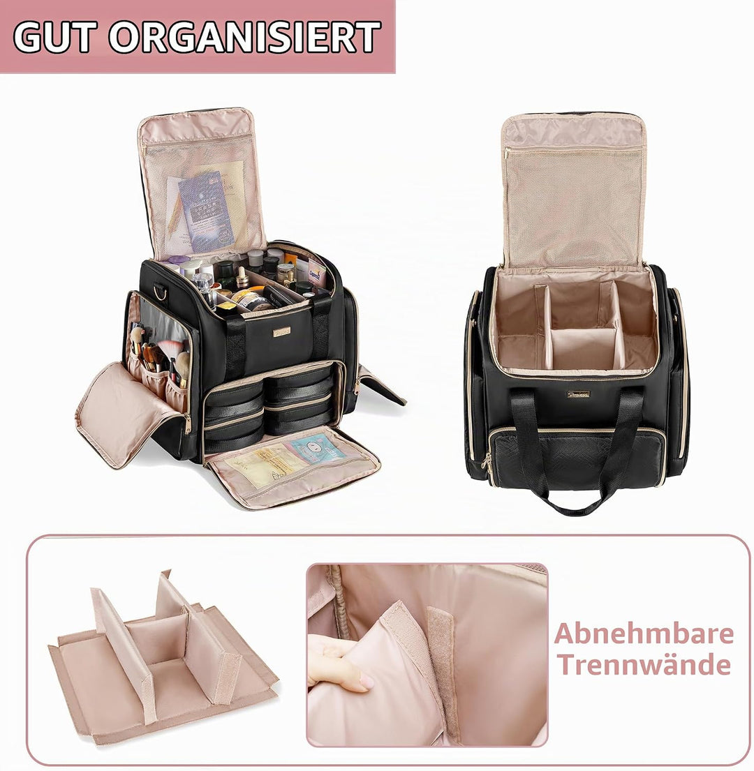Rollbare Make-up Tasche mit 4 Einzelnen Koffern, professioneller Makeup Koffer mit Rollen Reisetasch