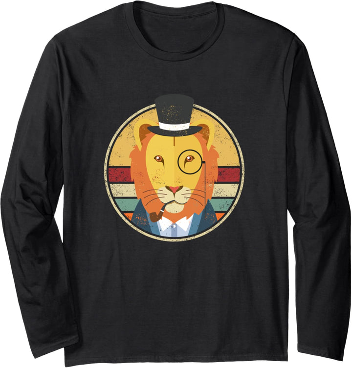 Lustiges Löwe König der Tiere Retro Vintage Outfit Design Langarmshirt