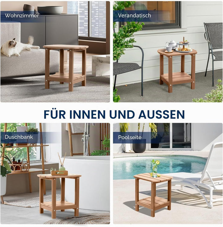 NALONE Adirondack Beistelltisch 16,5" Outdoor-Beistelltisch HDPE Kunststoff Doppelter Adirondack Kle