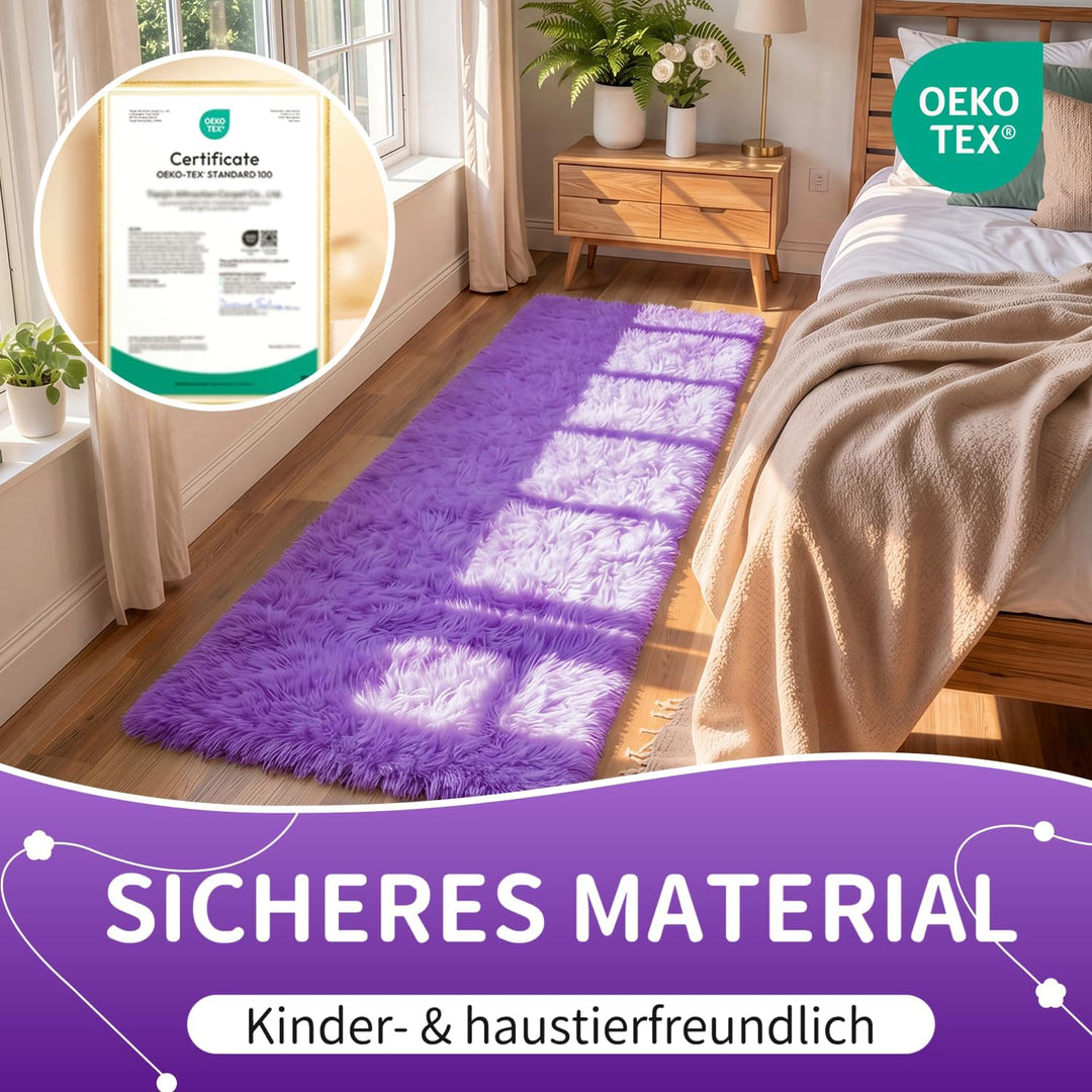 VOFUSHON Wohnzimmer Hochflor Teppich,Shaggy Flur Läufer Teppich Modern Flauschiger Weich Teppich Gro